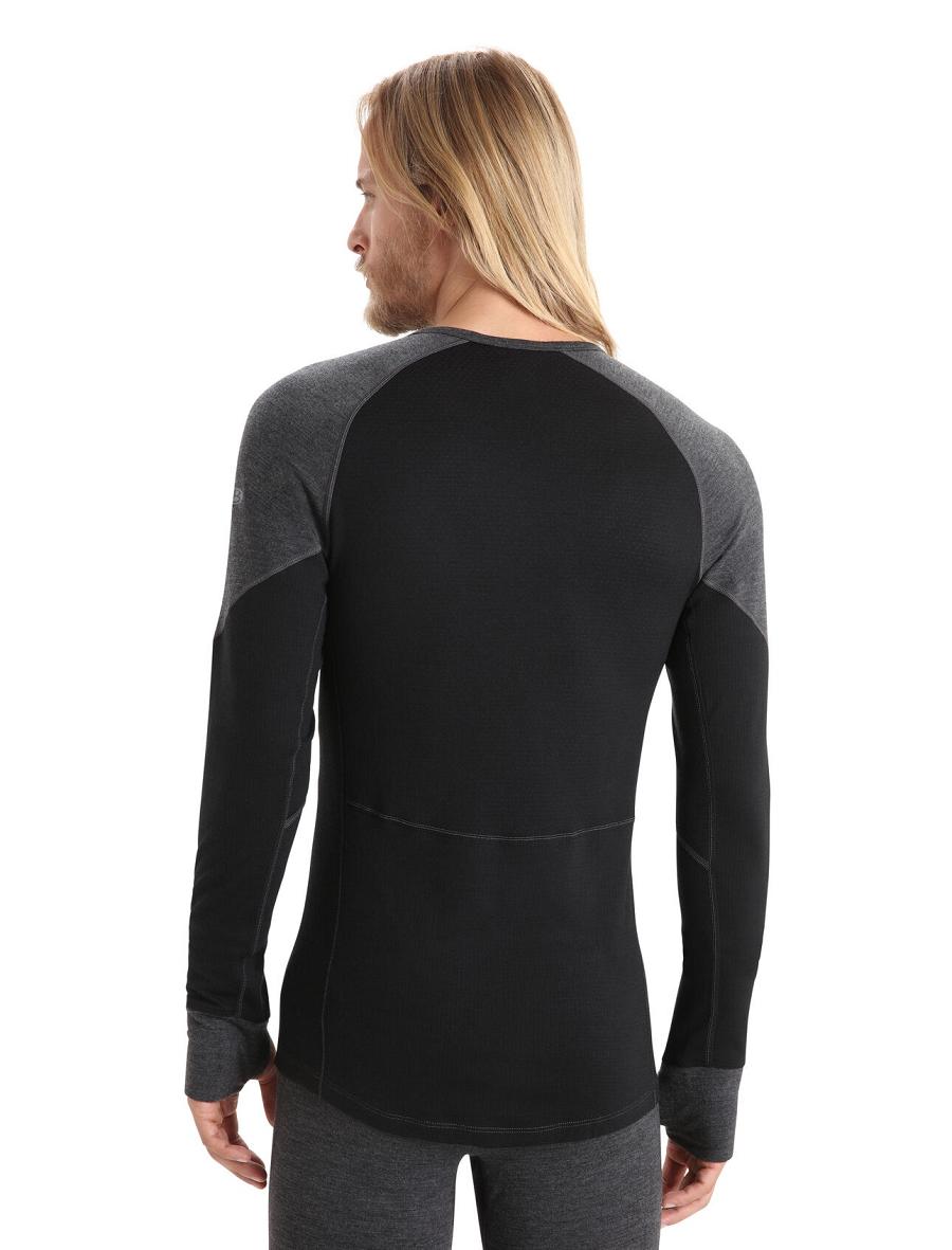 Jet Heather / Black Icebreaker BodyfitZone™ Merino 260 Zone Long Sleeve Crewe Thermal Top Men's Base Layers | AU 1382SGLO